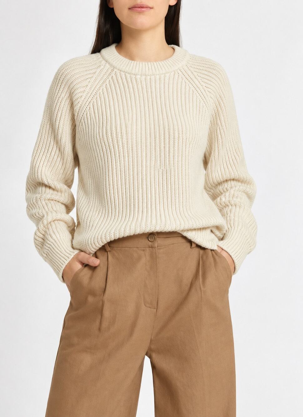 Alex Mill Amalie Women’s Cotton Cashmere Ribbed Sweater Cream Large
